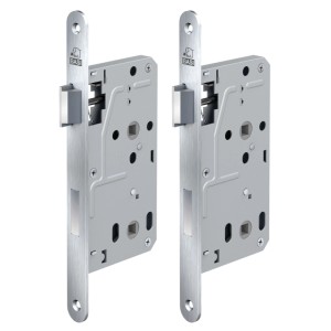 2er Set BASI Zimmertürschloss ES 929 BAD DIN Links Edelstahl, für WC/Bad-Türen.
