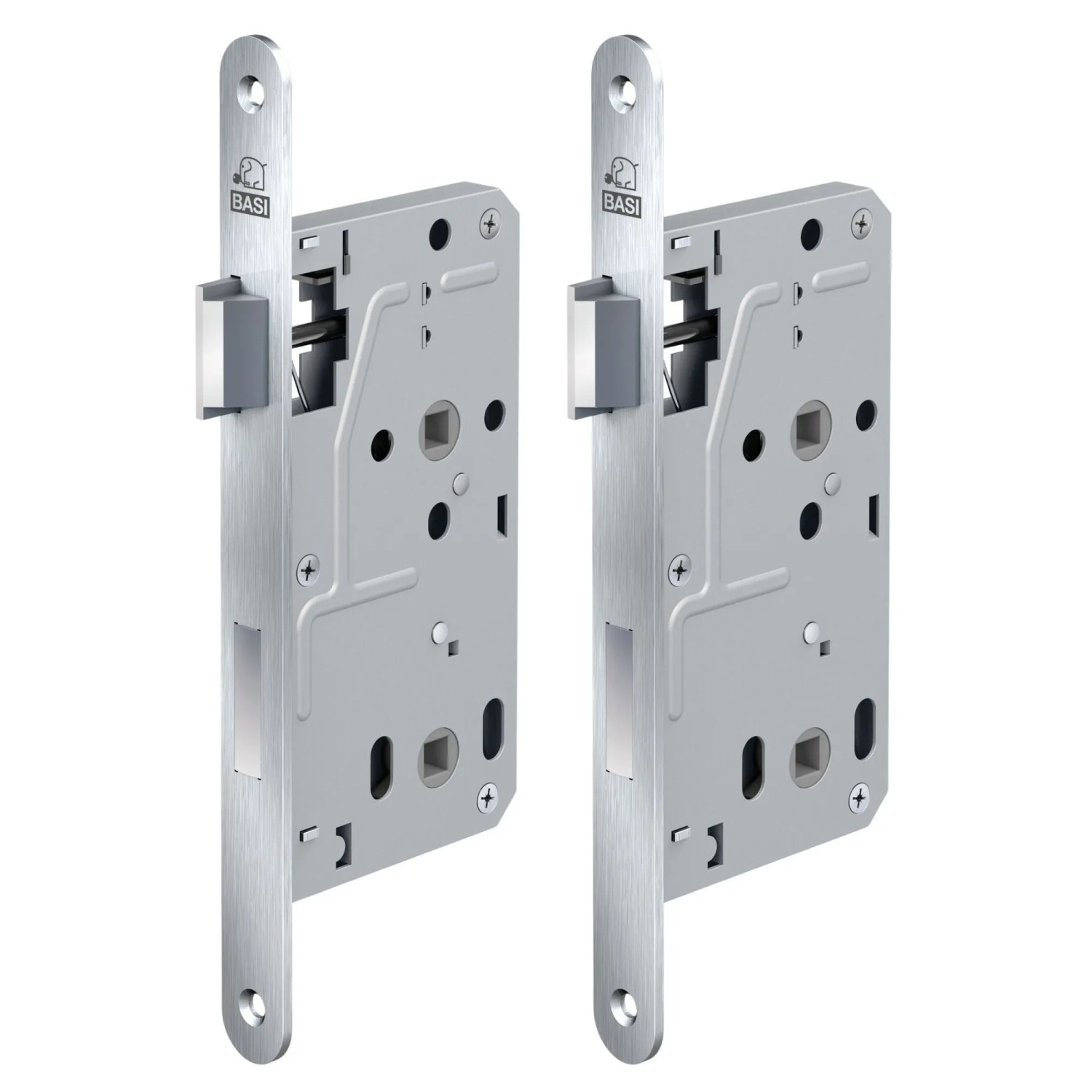 2er Set BASI Zimmertürschloss ES 929 BAD DIN Links Edelstahl, für WC/Bad-Türen.