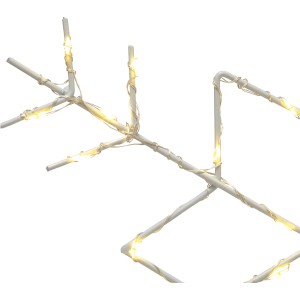 Detailaufnahme: Weiße Metall-Schneeflocke (30 cm) mit warmweißen LEDs, Außen-Dekoleuchte.