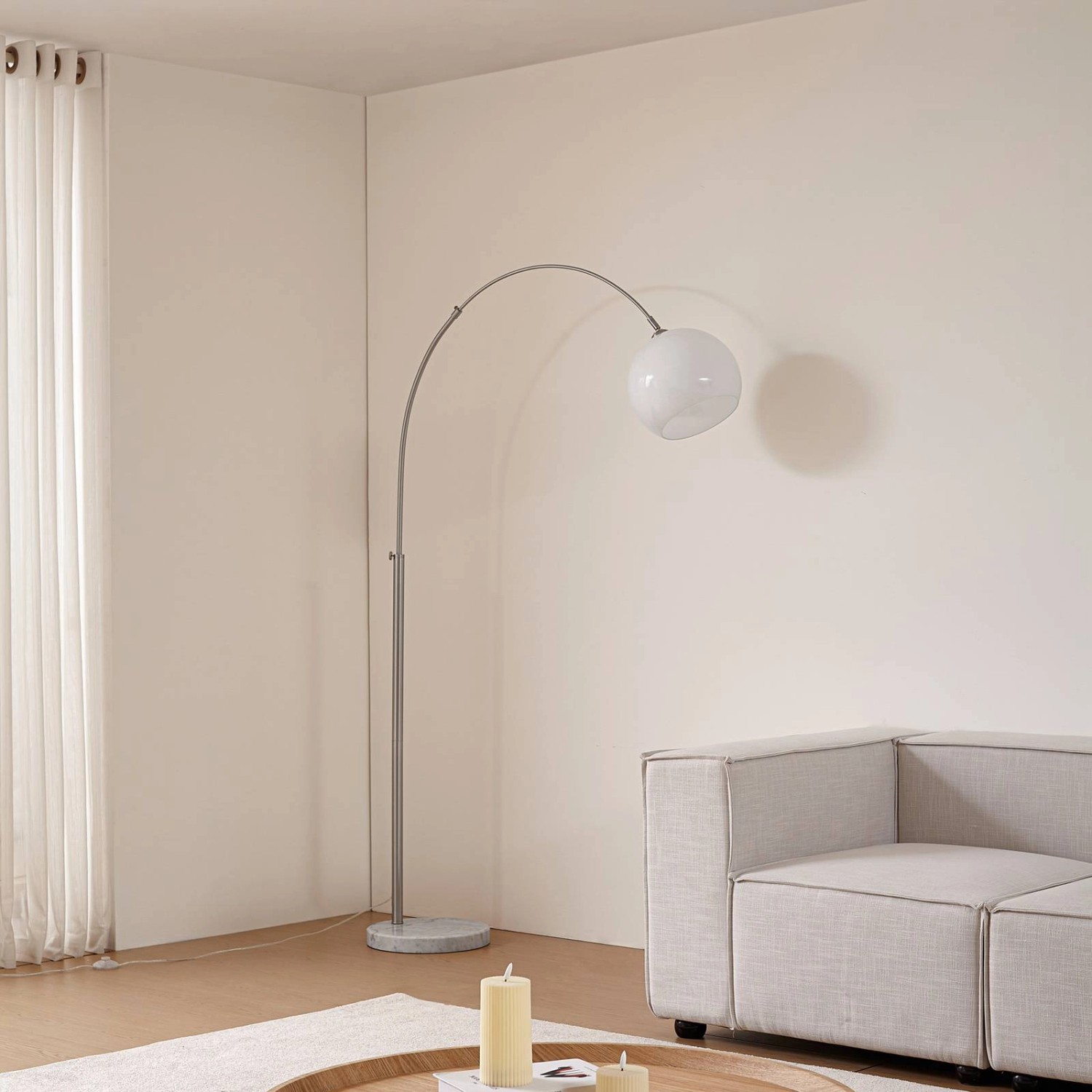 Lindby Stehlampe Bogenleuchte Alverton 10042609 Modern in Weiß aus Metall 1-flammig E27 Wohnzimmerleuchte_4