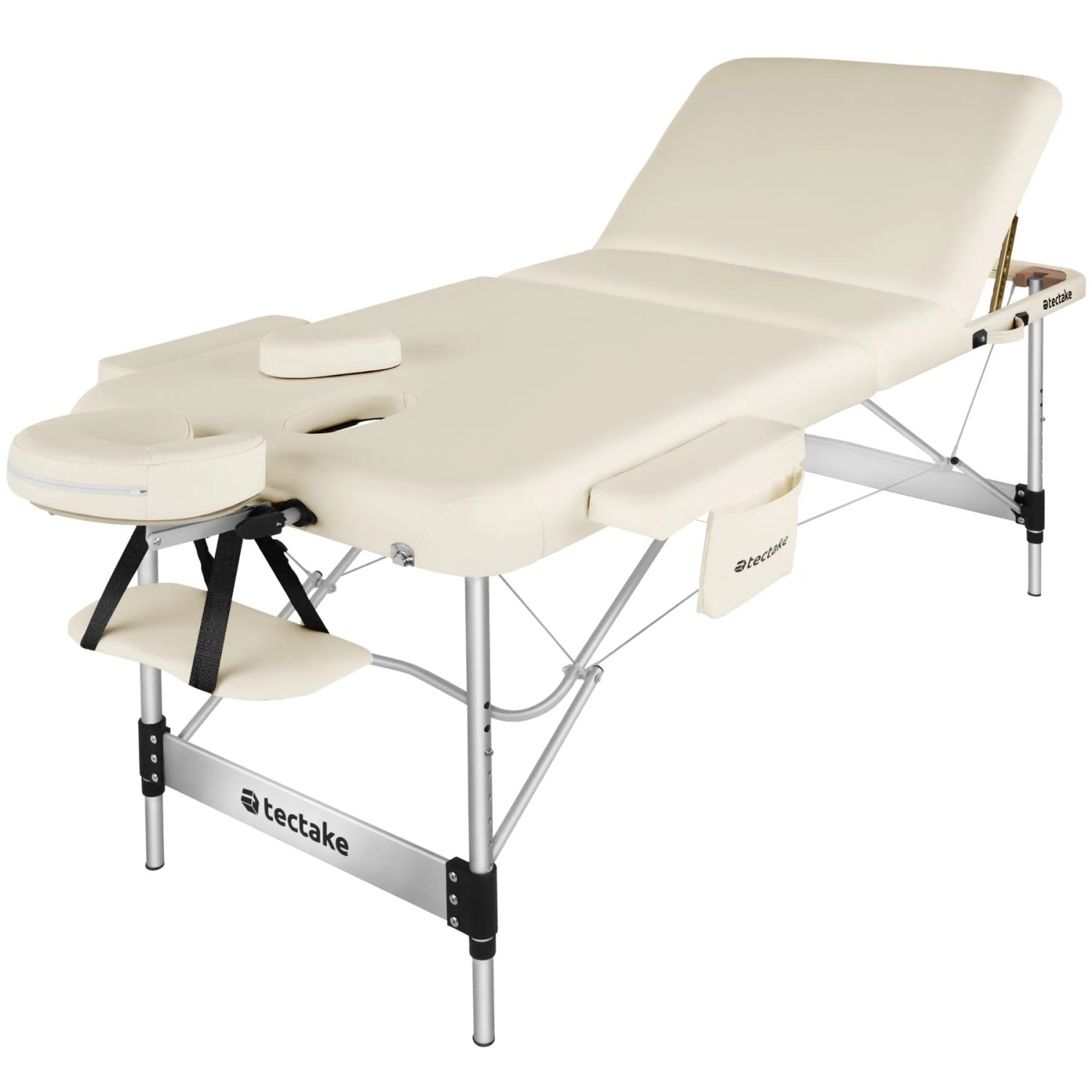 Tectake 3 Zonen Massageliege Ko Tao Breite 78 cm  Polsterung 5 cm Inklusive Tragetasche und 15 Einwegtücher  212 x 108 x 90 cm Beige