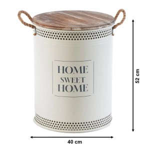 Kobolo Wäschekorb Korb HOME Gr L  40x52 cm Metall Holz mit Deckel Griffe