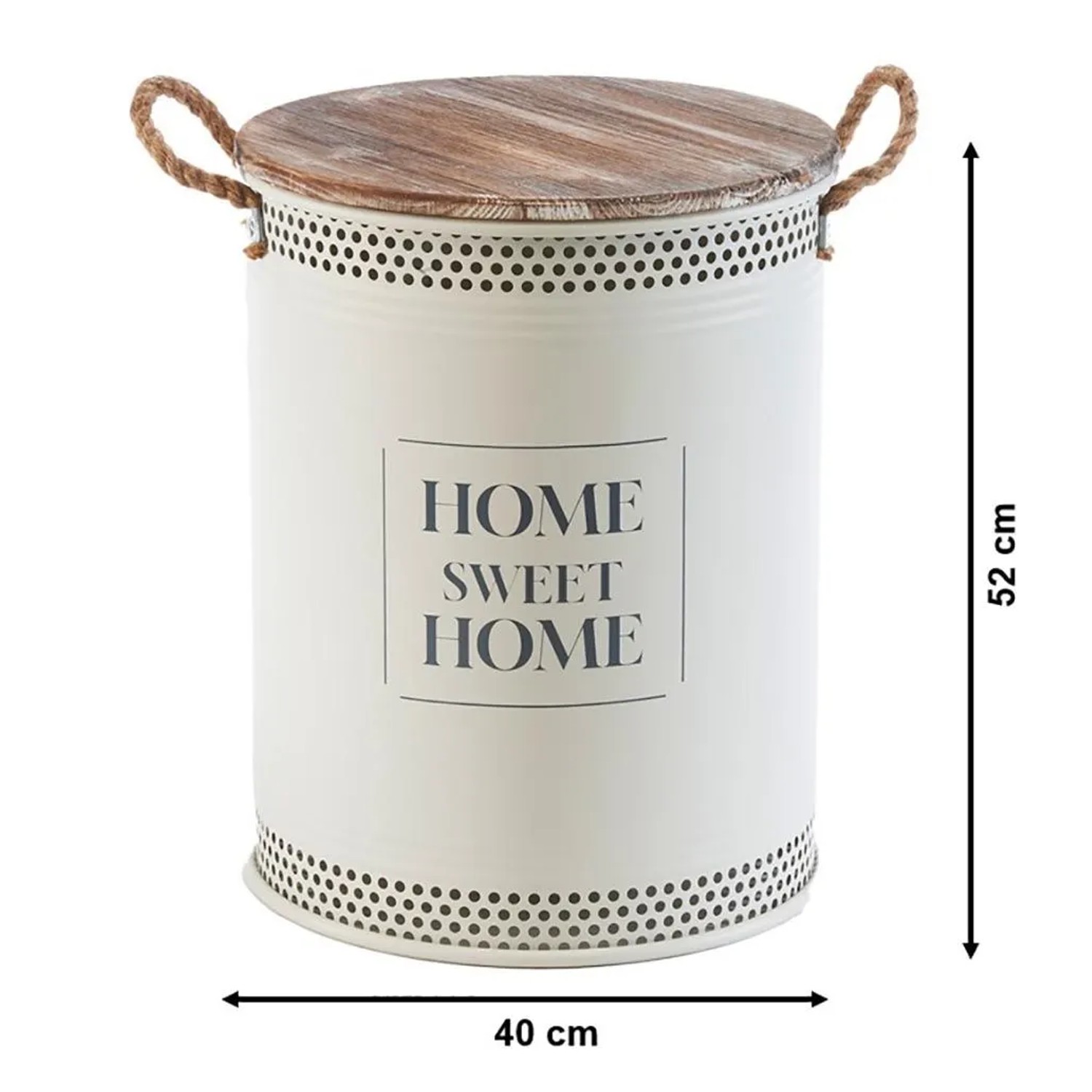 Kobolo Wäschekorb Korb HOME Gr L  40x52 cm Metall Holz mit Deckel Griffe_3