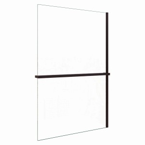 Schwarze AICA Walk In Duschwand 100x200cm mit Ablage und Handtuchhalter.