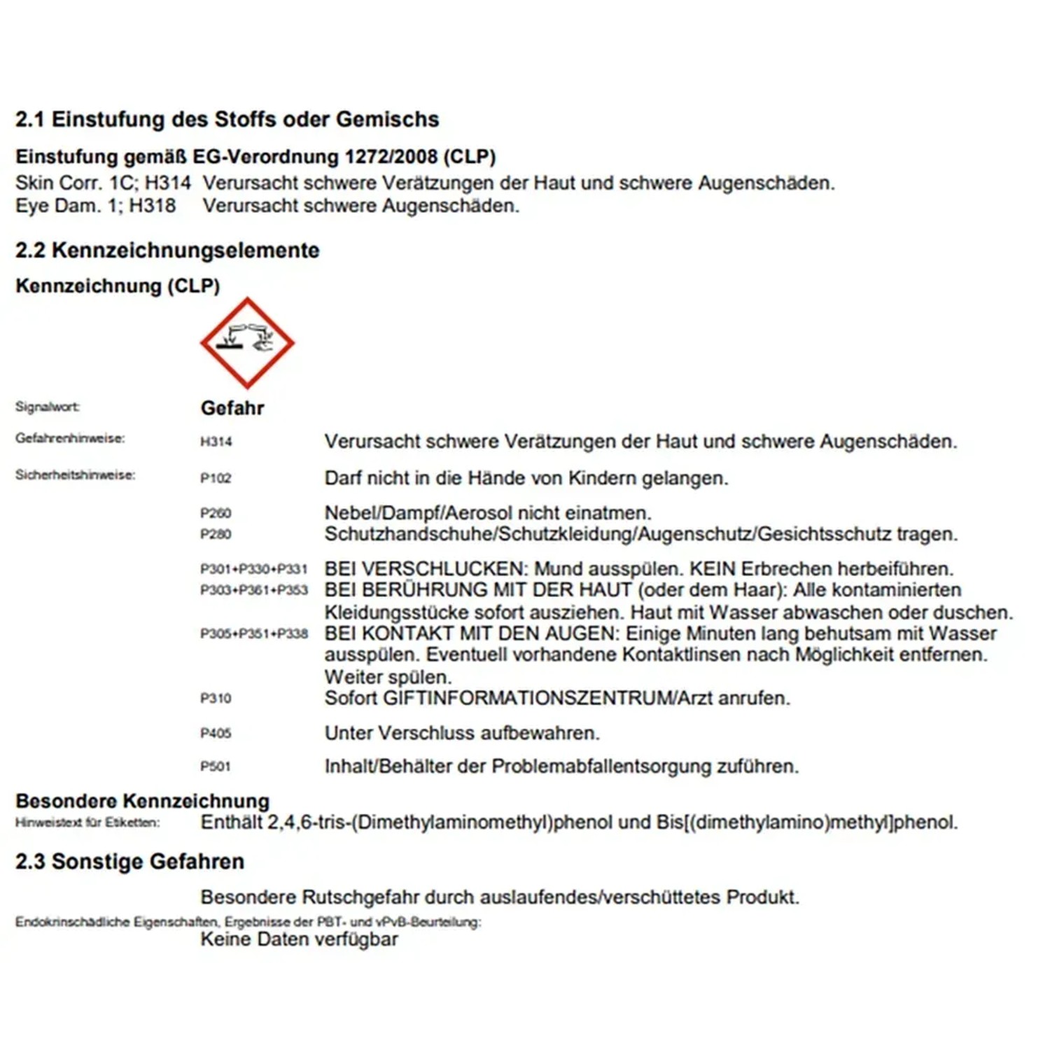 Sicherheitsdatenblatt: Gefahrenhinweise und Sicherheitsvorkehrungen für chemische Produkte.