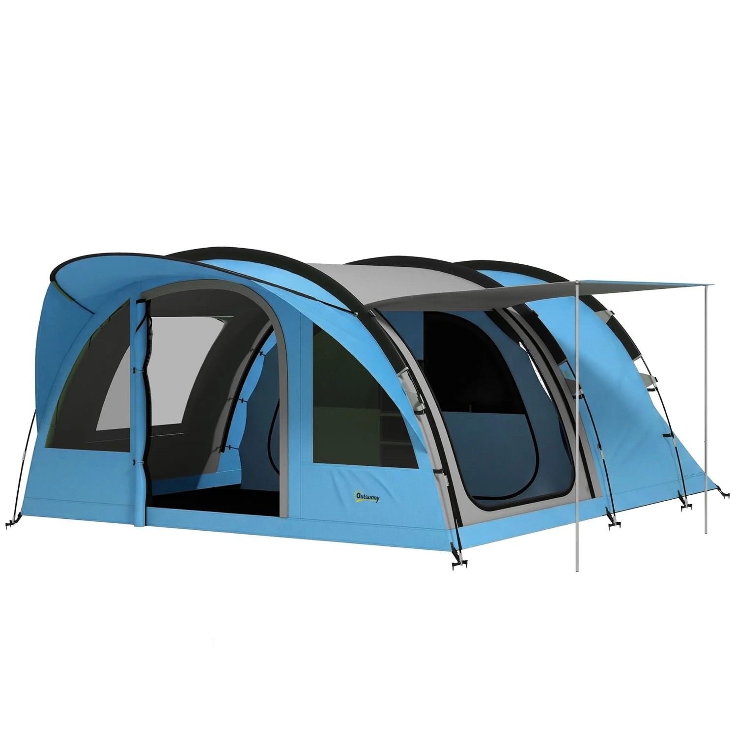 Furnicato Tunnelzelt Familienzelt 4 Personen Himmelblau Grau 565x370x200 Cm