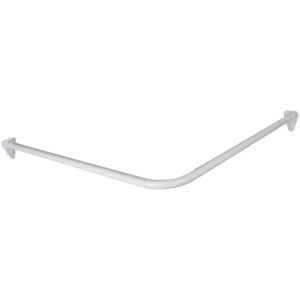 Weiße Winkel-Duschvorhangstange 90x90 cm, 22 mm Durchmesser, kürzbar. Ideal für Duschvorhänge.