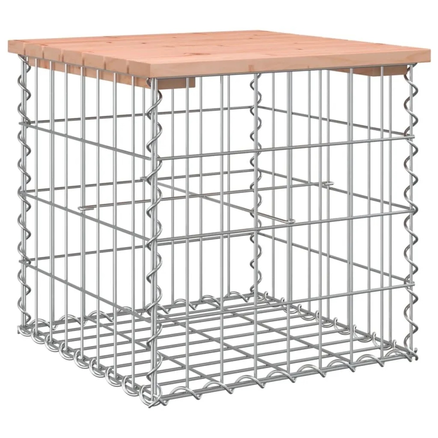 DELUKE Gartenbank Gabionen BIKS Aus Stahl 43x44x42cm Massivholz Douglasie Gabionenbank Gabionengitter Ziergabione