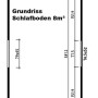 Grundriss Alpholz Gartenhaus Arizona mit Maßen. Holz-Gartenhaus mit Schlafboden.