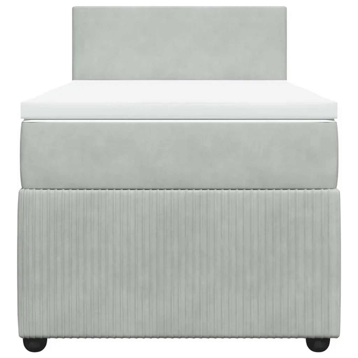 Hellgraues vidaXL Boxspringbett 100x200 cm mit Matratze und weißem Topper.