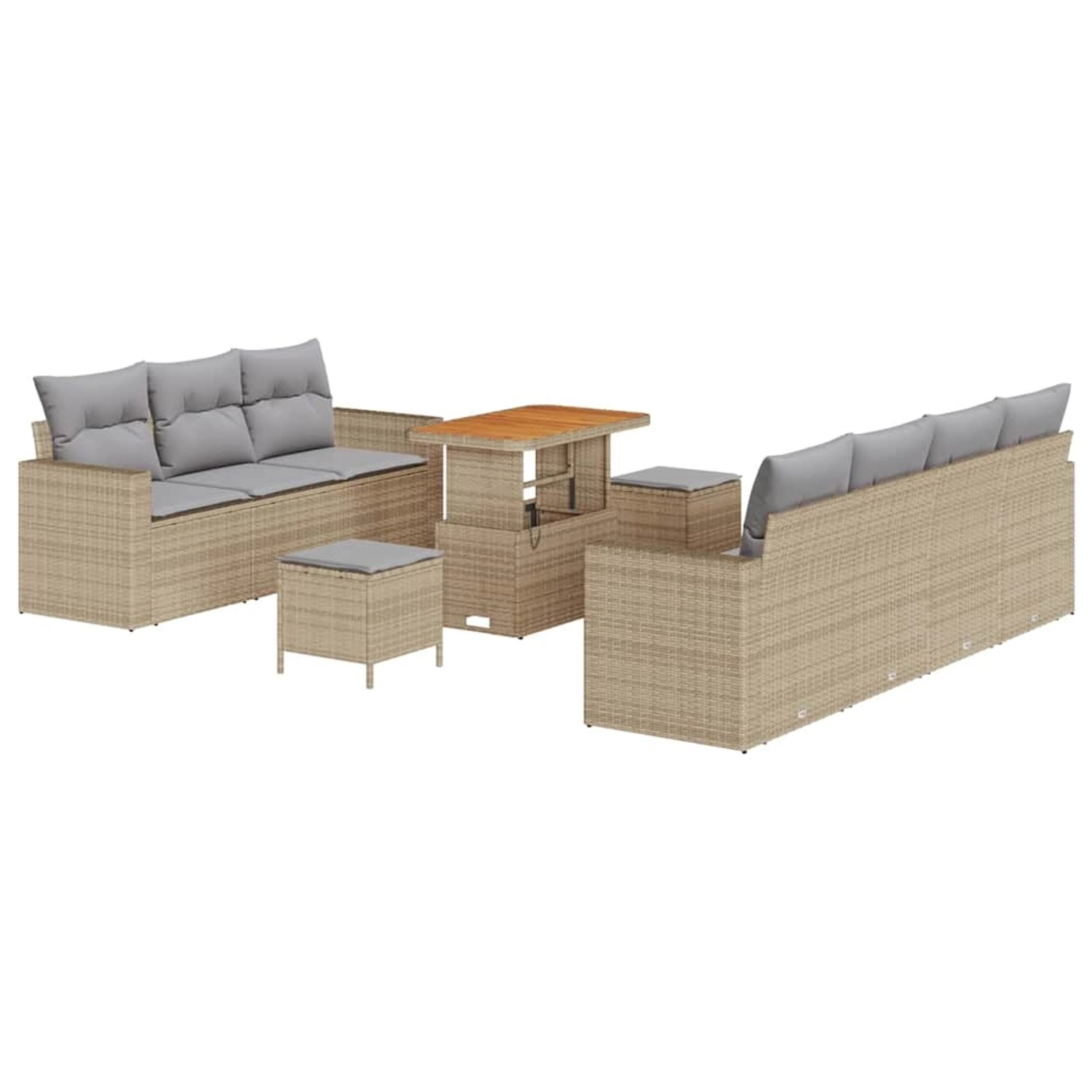 vidaXL Garten-Sofa-Set 10-Tlg Beige Poly Rattan 3361582 günstig online kaufen