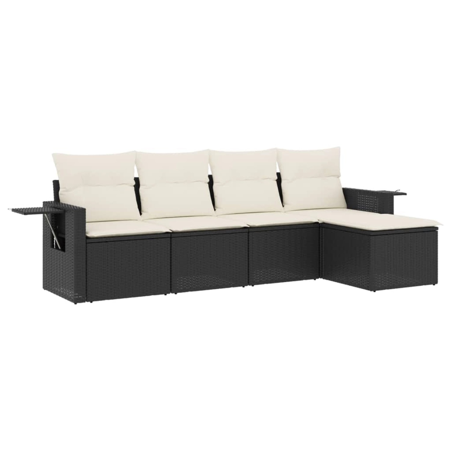 vidaXL 5-Tlg Garten-Sofagarnitur mit Kissen Schwarz Poly Rattan 3220085 günstig online kaufen
