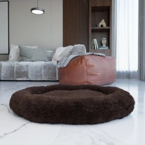Braunes Benno Hundebett Balu Donut (70x70x16 cm) für Hunde, weich und bequem.