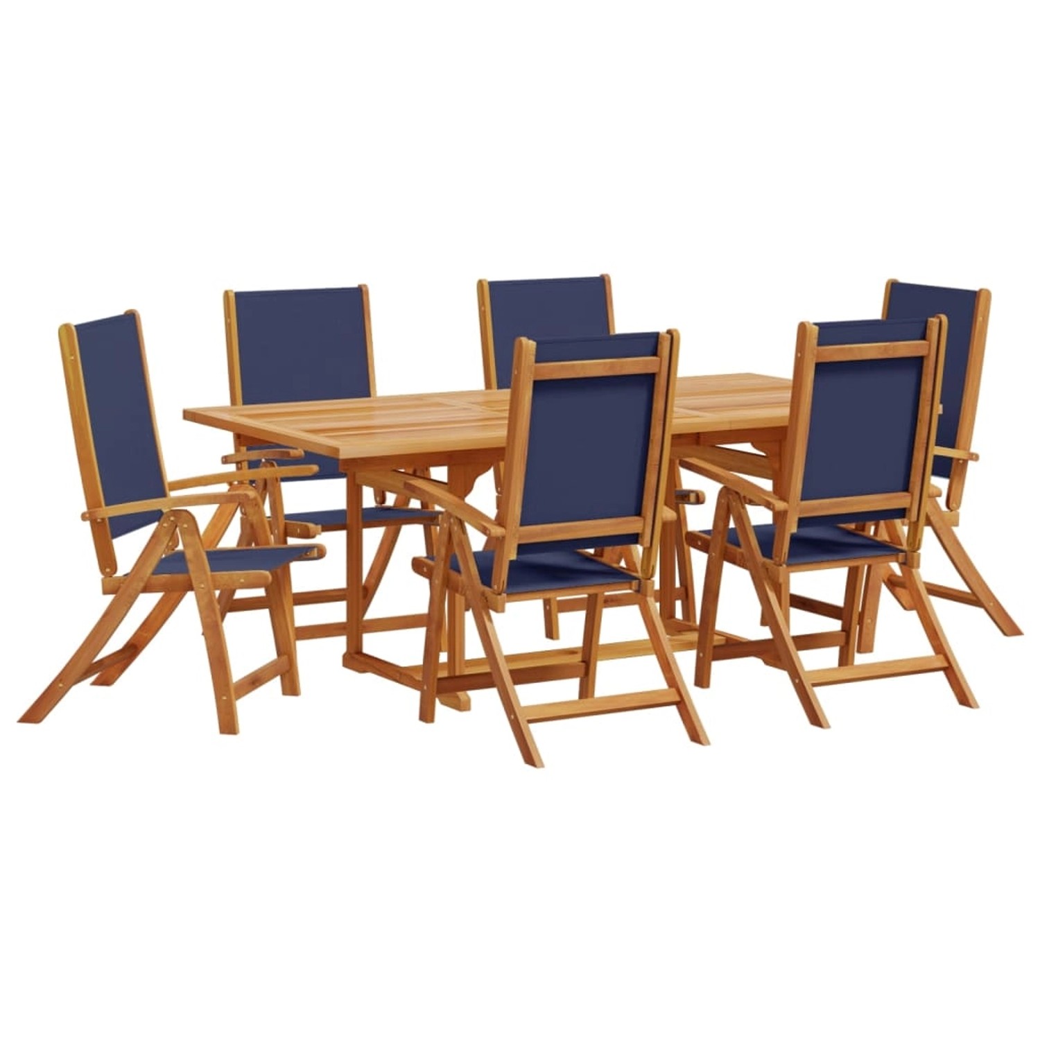 vidaXL 7-Tlg Garten-Essgruppe Massivholz Akazie und Textilene 3279303 günstig online kaufen