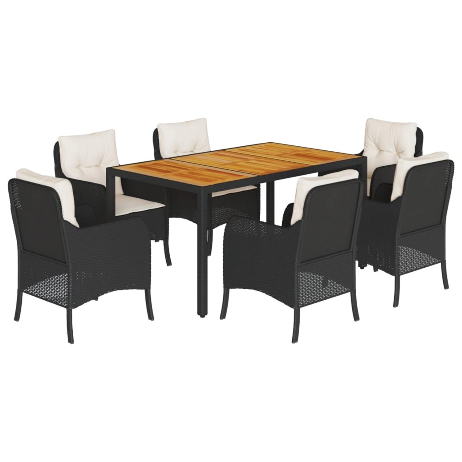 vidaXL 7-Tlg Garten-Essgruppe mit Kissen Schwarz Poly Rattan 3211863 günstig online kaufen