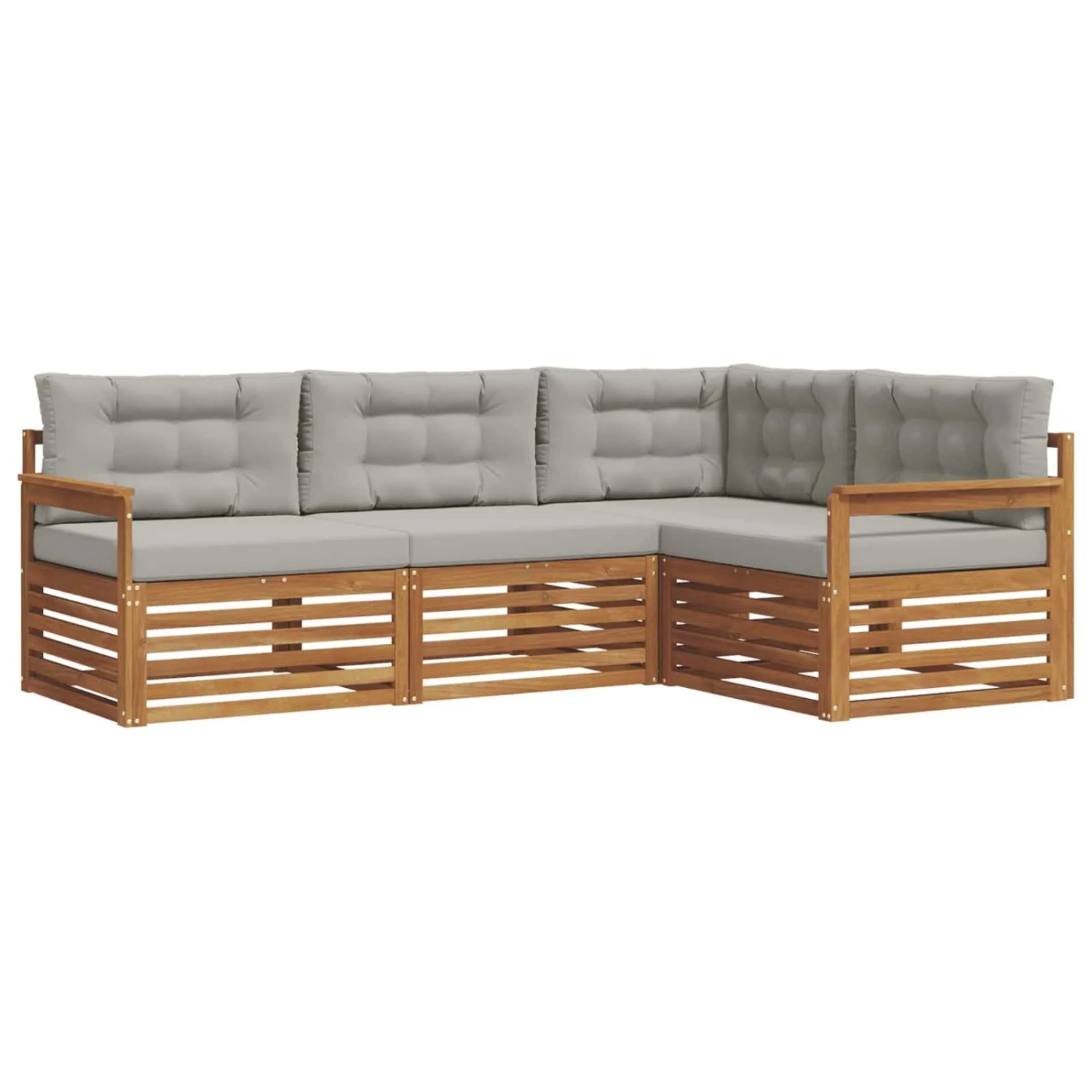 vidaXL Outdoor-Sofagarnitur mit Kissen 13-Tlg Natur und Hellgrau 3373366