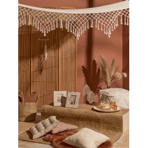 Bilderrahmen Desert Flower, 10x15 cm, mit Blattmuster im Boho-Stil, MDF Natur.