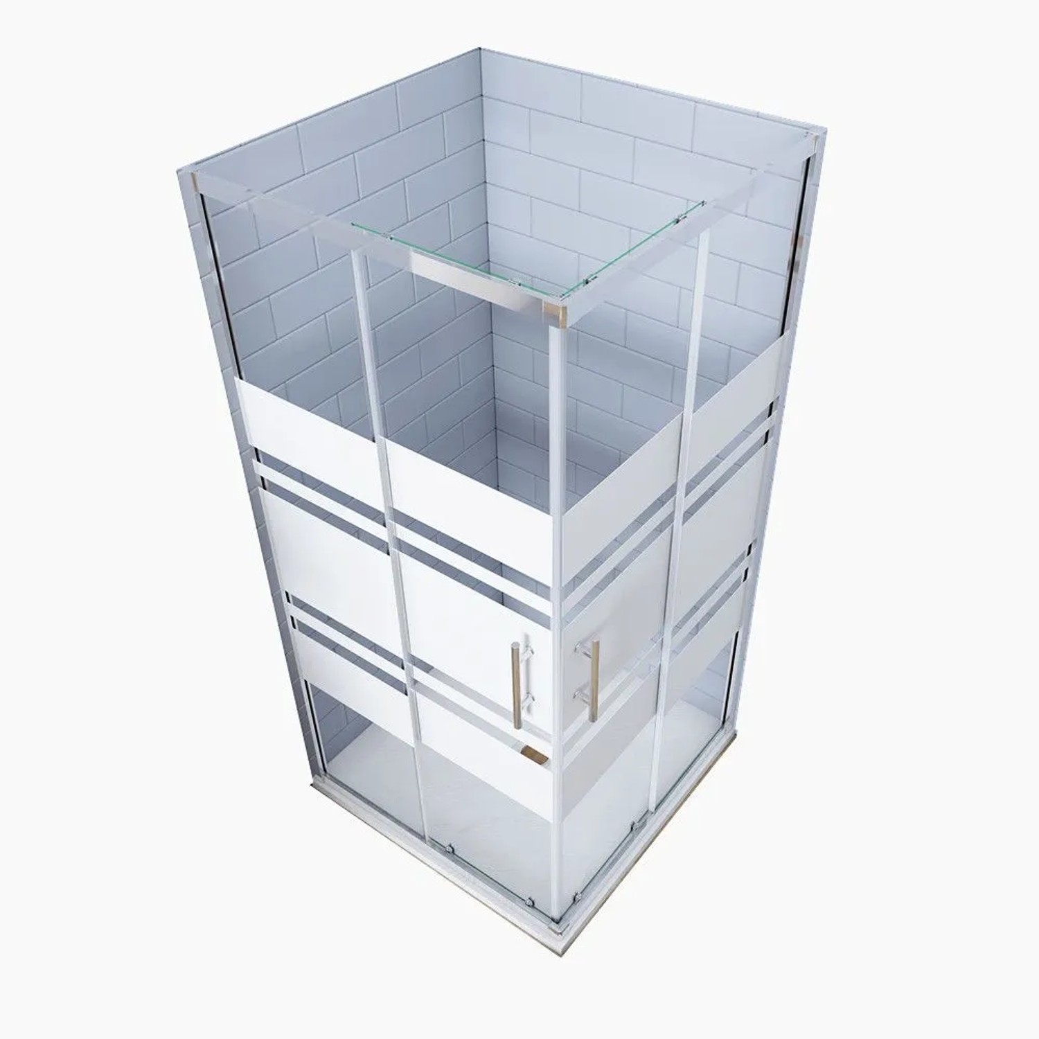 Duschparadies Duschkabinen 90x90x185cm Eckeinstieg Duschen Schiebetür 6mm Gestreiftesglas Hochglanz Verchromt Eckdusche