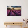 Leinwandbild Lavendelfeld im Sonnenuntergang, lila Wandbild für Wohn- und Schlafzimmer.