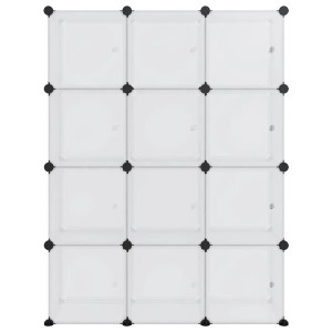 vidaXL Aufbewahrungswürfel-Organizer mit 12 Würfeln und Türen Transparent PP 340555