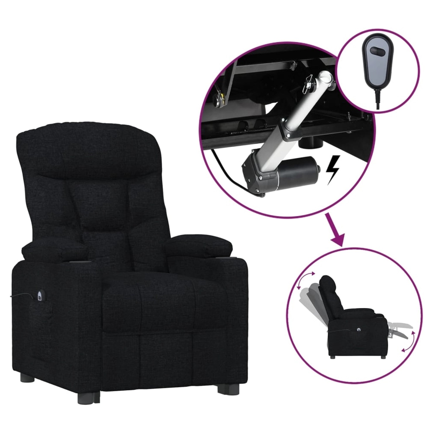 vidaXL Relaxsessel Elektrisch Schwarz Stoff 3098817 günstig online kaufen
