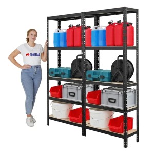 PROREGAL Mega Deal: 2 schwarze Schwerlastregale APOLLO (180x75x30cm), Fachlast 175kg, mit Lagergut.