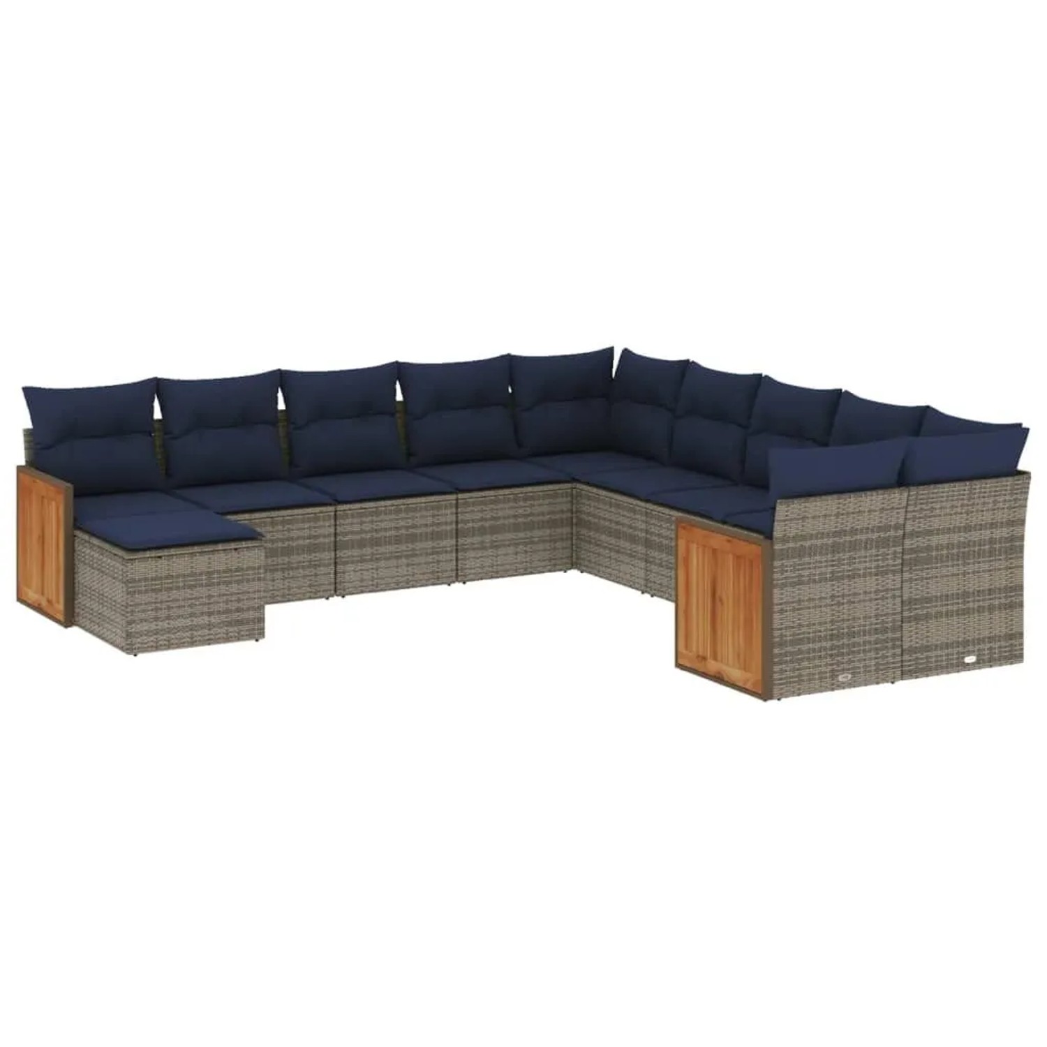 vidaXL 11-Tlg Gartensofa-Set mit Kissen Grau Polyrattan 3228252 günstig online kaufen