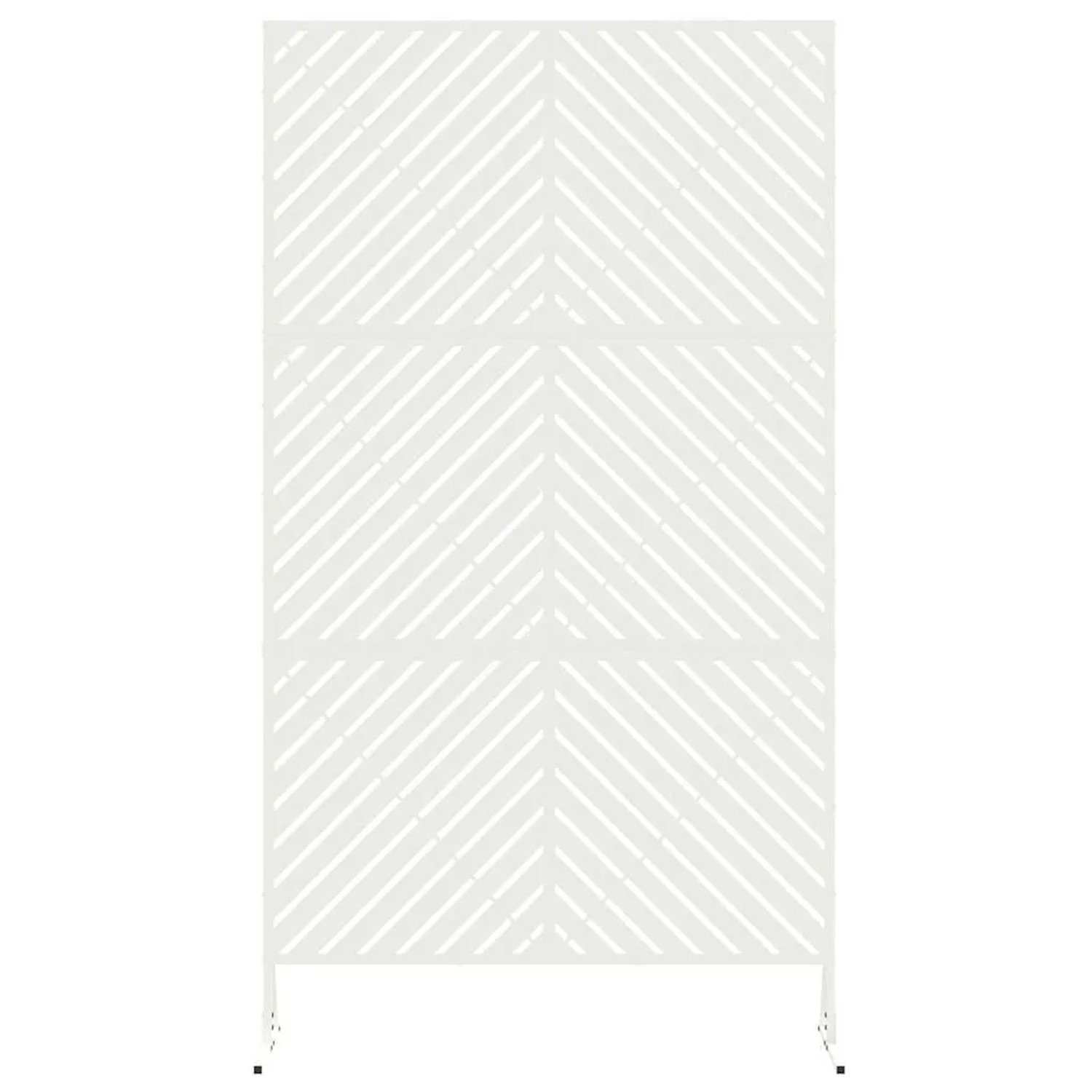 Weißer vidaXL Sichtschutz aus Stahl, 180 cm hoch, mit diagonalem Lamellenmuster für Garten & Terrasse.