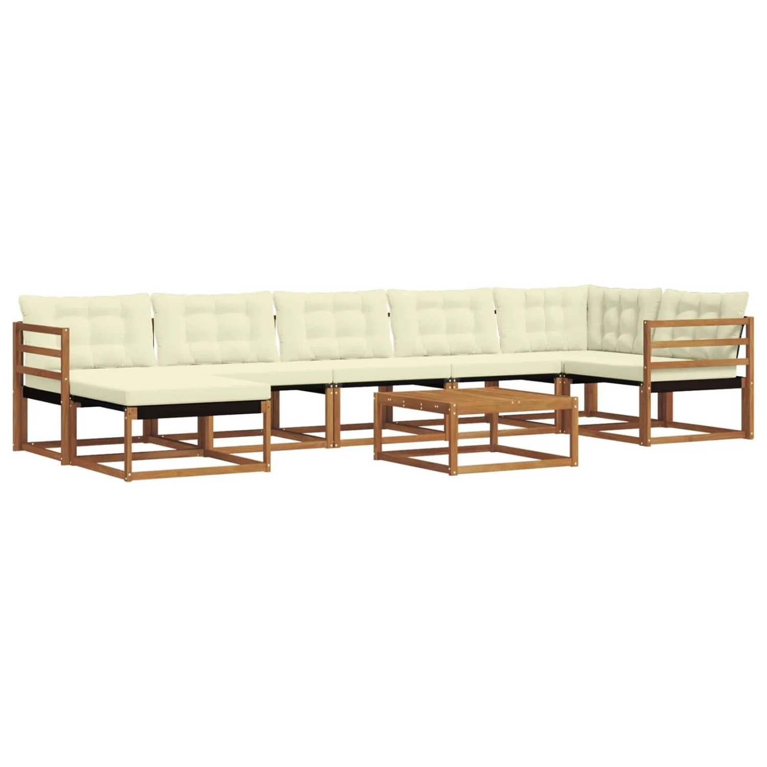 vidaXL Outdoor-Sofagarnitur 22-Tlg Natur und Creme Massivholz Akazie 3369685