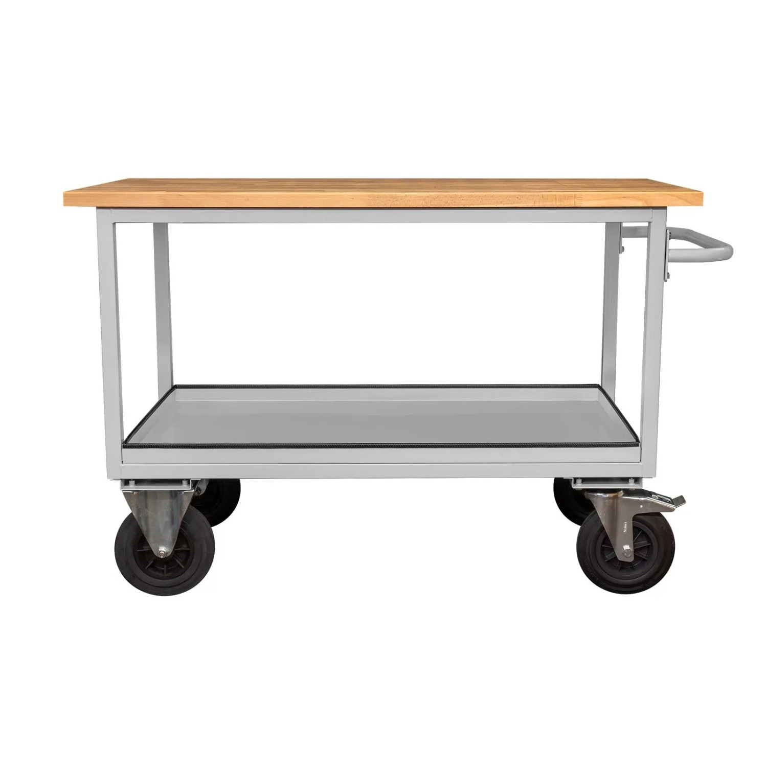 PROREGAL Mobile Werkbank Mit 2 Etagen Und Schiebegriff HxBxT 82,7x130x60cm Lichtgrau