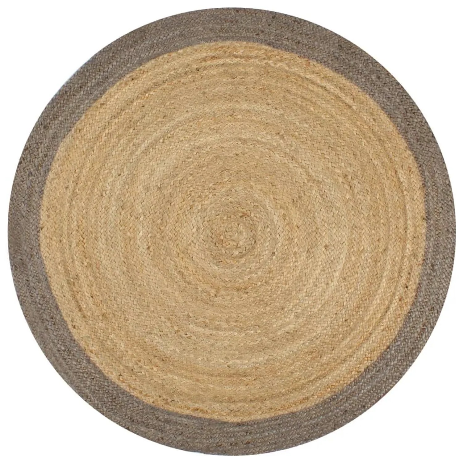 vidaXL Teppich Handgefertigt Jute mit Grauem Rand 150 cm 133676