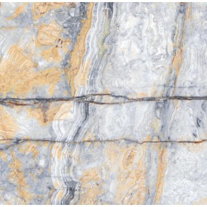 Bodenfliese Feinsteinzeug, poliert, 60x60 cm, Steinoptik in Grau-Beige für Innenräume.