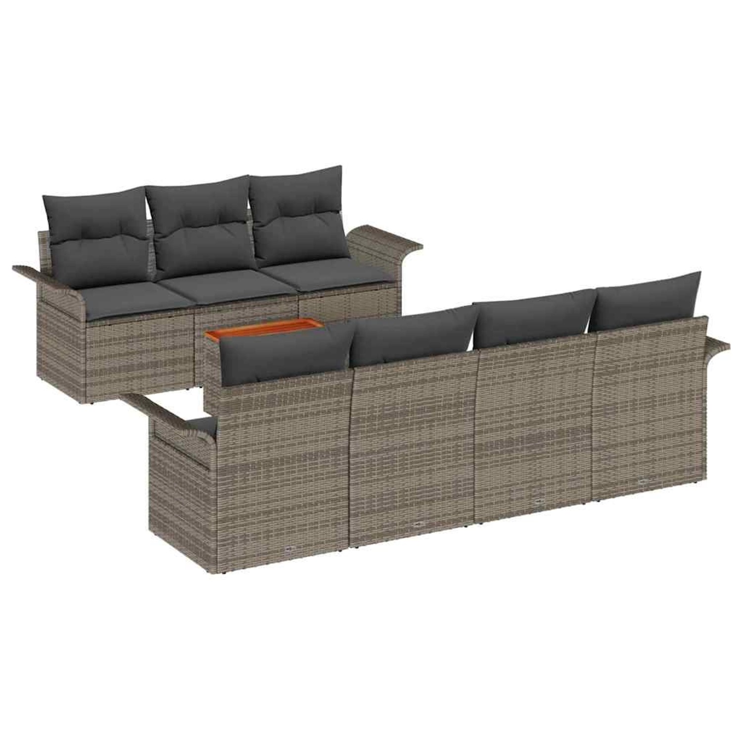 vidaXL Garten-Sofa-Set 8-Tlg Grau Poly Rattan 3347286 günstig online kaufen