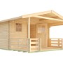 Unbehandeltes Weka Holz-Gartenhaus mit Satteldach und überdachter Veranda. Ideal als Gerätehaus oder Gartenpavillon.