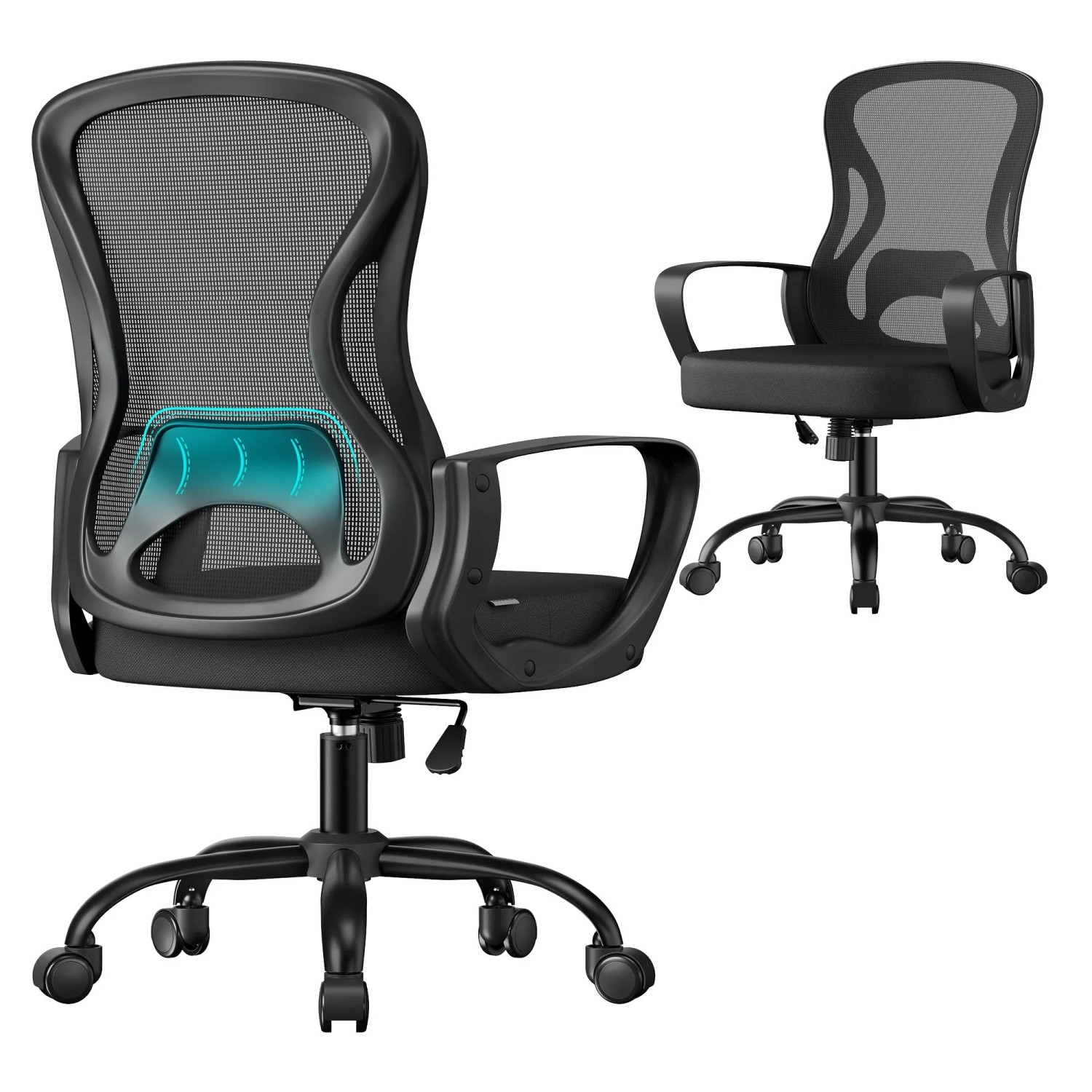 Songmics Bürodrehstuhl Netzrücken 105,5 cm Schwarz