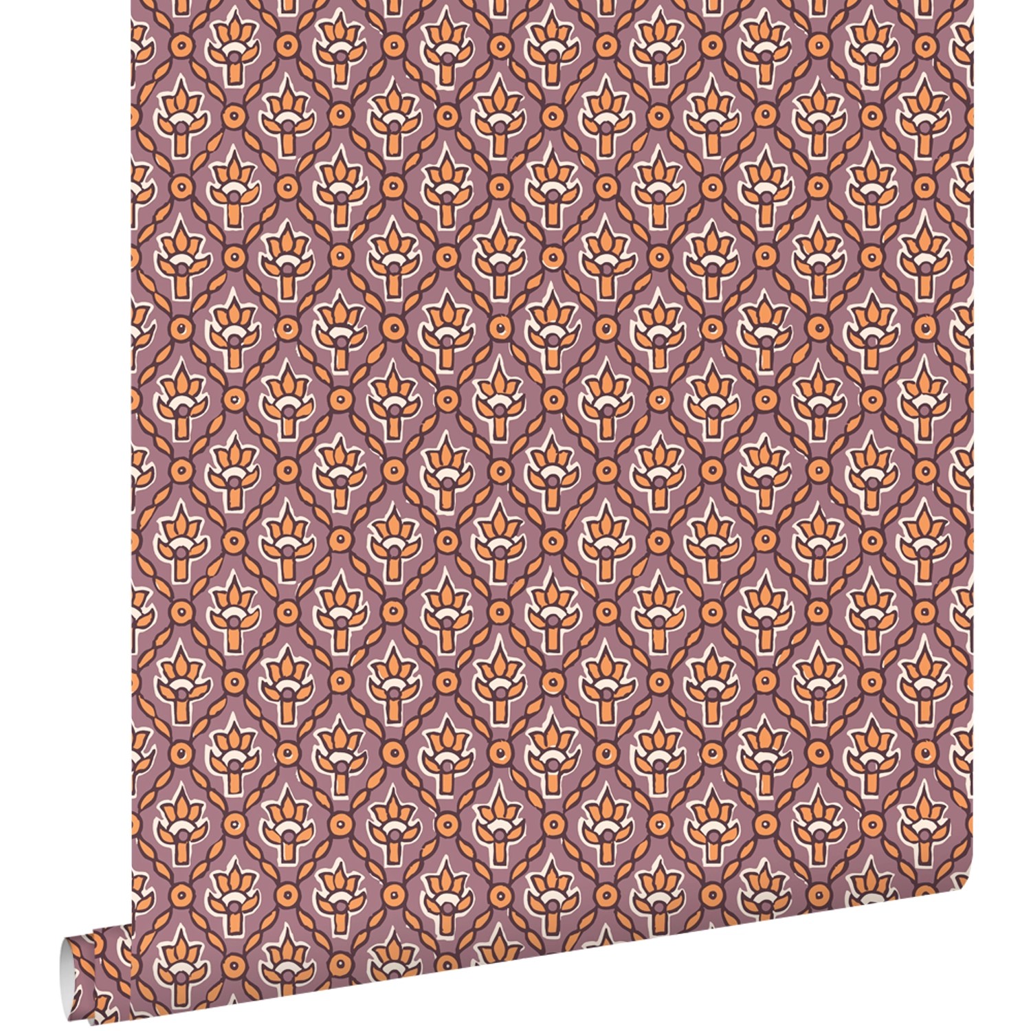ESTAhome Tapete Blumenmuster Lila und Orange 50 x 900 cm günstig online kaufen