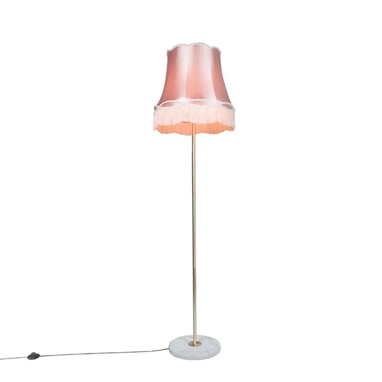 QAZQA Retro Stehleuchte Messing mit Lampenschirm Granny Pink 45 cm Kaso