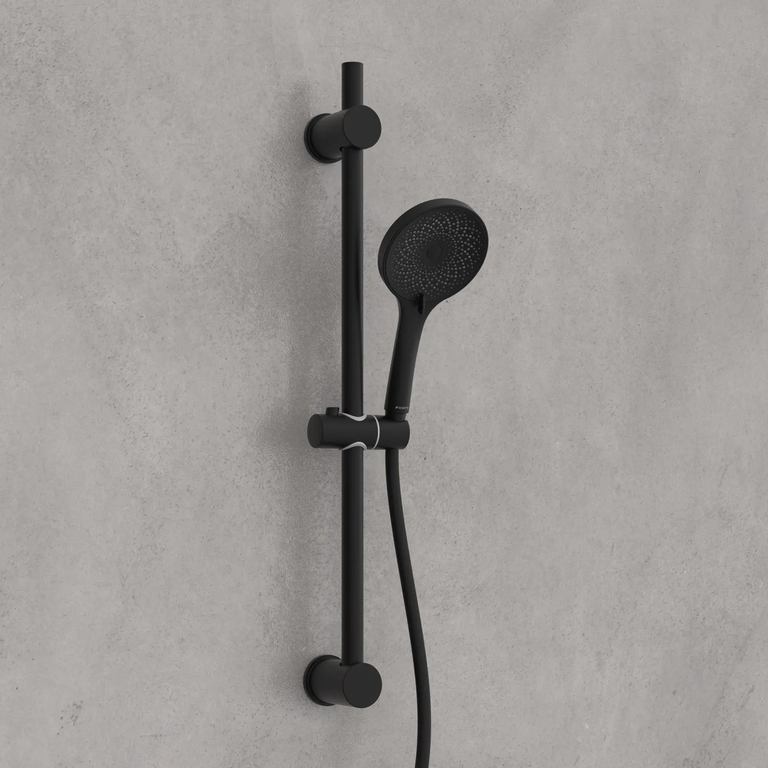 Schütte Stangenbrause-Set Raven, Schwarz Matt. Brauseset mit Handbrause, Brausestange und Schlauch.