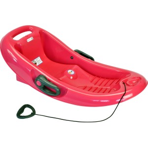 Pinker Schlitten Snow Flipper mit Zugseil und Bremse für Kinder.