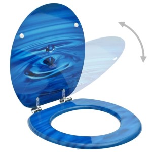 vidaXL Toilettensitz mit Deckel MDF Blau Wassertropfen-Design 146906