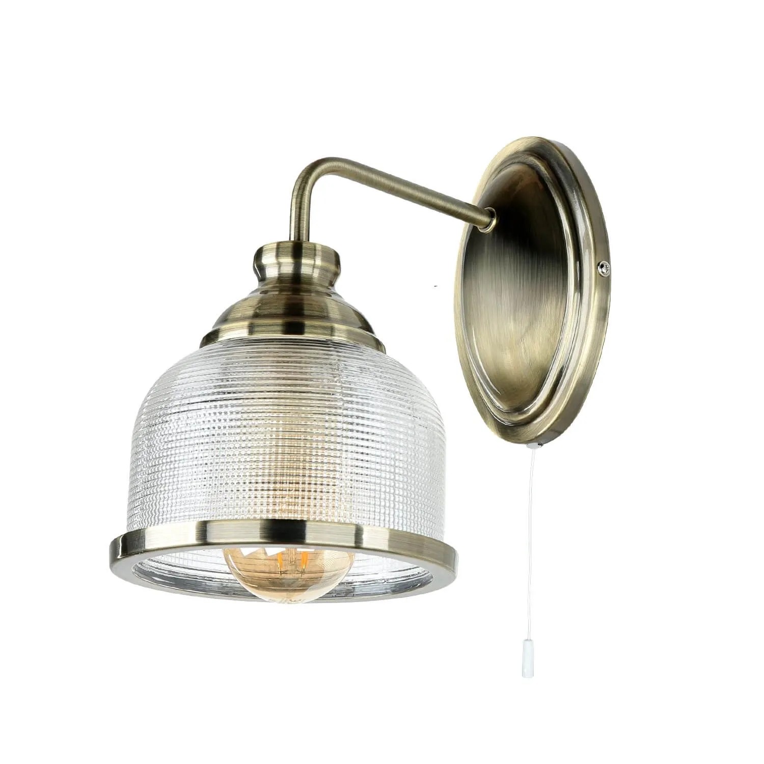 EASYLIGHT Wandlampe mit Zugschalter Metall Glas E27 23,5 cm Hoch