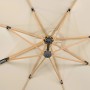 Detailaufnahme: Naturfarbener Schneider Ampelschirm 360 cm x 300 cm mit Kurbelmechanik von unten.