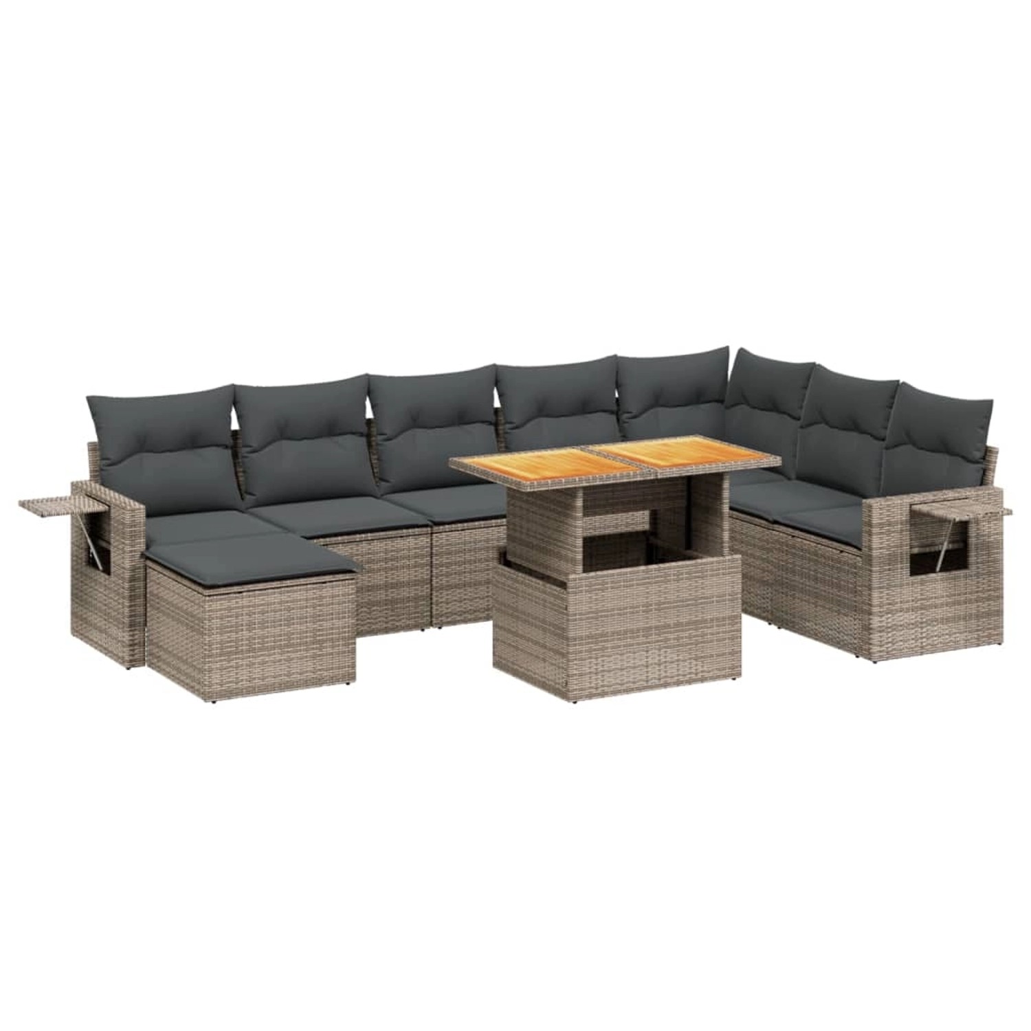 vidaXL 9-Tlg Garten-Sofagarnitur mit Kissen Grau Poly Rattan 3271893 günstig online kaufen