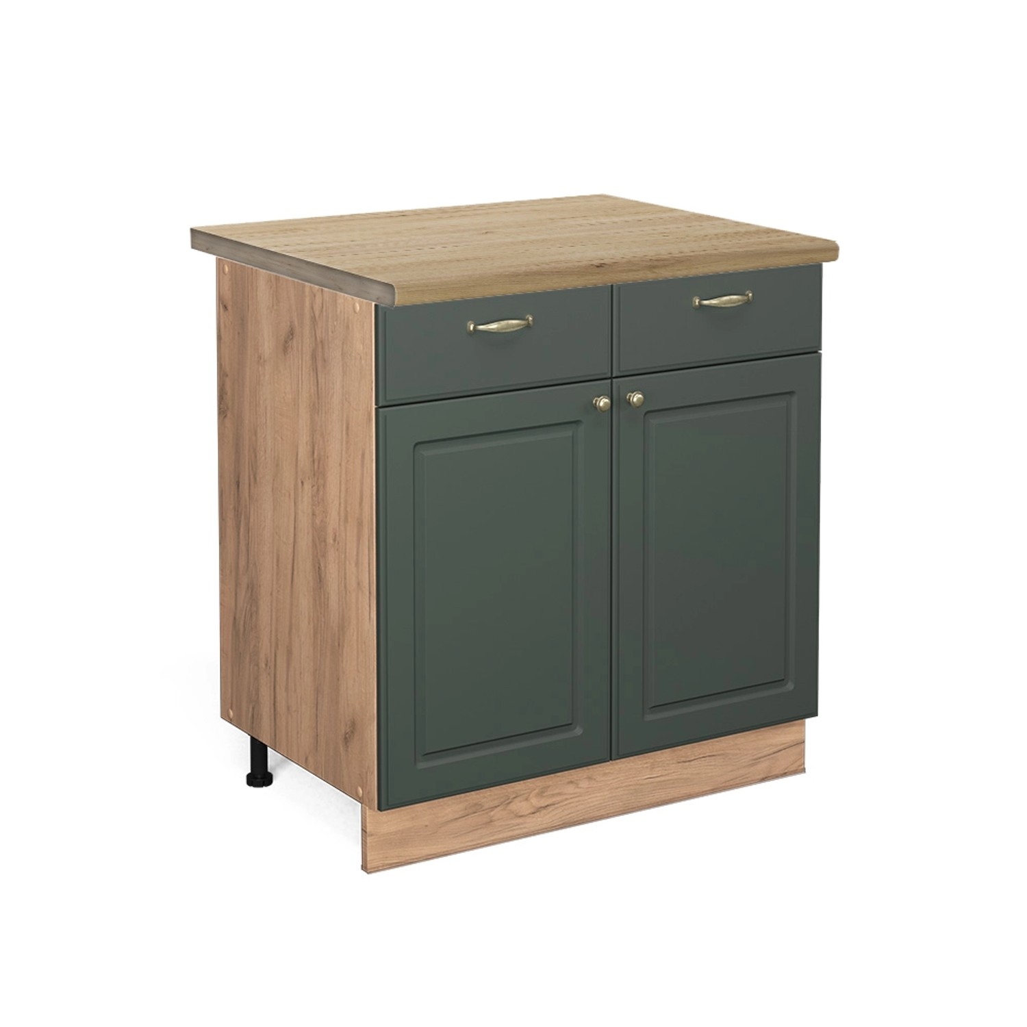 Vicco Küchenunterschrank Fame-Line Grün-Gold Landhaus/Goldkraft Eiche 80 cm AP Eiche