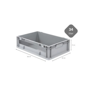 PROREGAL Eurobox NextGen Insight, 34 Liter, grau, mit seitlicher Öffnung. Ideal zur Aufbewahrung.