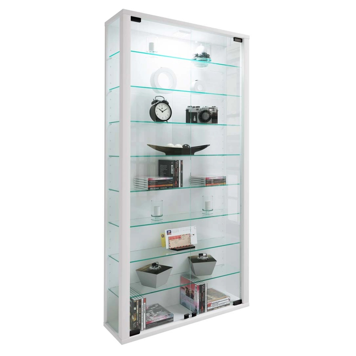 ebuy24 LumoMaxi Vitrinenschrank 2 Glastüren Weiß günstig online kaufen