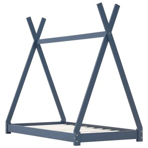 vidaXL Kinder-Bettgestell Grau Massivholz Kiefer 90 x 200 cm 283363