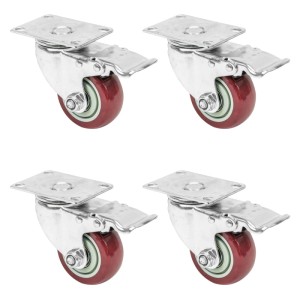 HMF 6710 Schwerlastrollen Bremse Polyurethan 4 Stück 75 mm bis 400 kg Rot