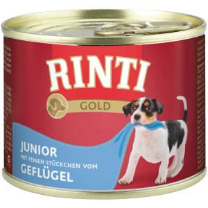 Rinti Gold Junior Geflügel Nassfutter für Hunde, Alleinfutter in Dose.