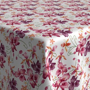 Venilia Tischdecke Pink Orchid, weiß-rosa mit floralem Muster.